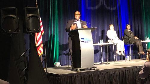 Henry County Development Authority Executive Director Leonard Sledge told a South Metro Development Outlook Conference that a solid workforce starts with early childhood education. LEON STAFFORD/AJC