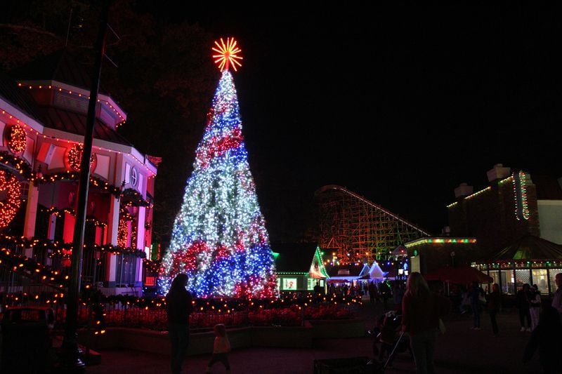 Ride the roller coasters at Six Flags Over Georgia and admire the twinkling holiday lights. 
(Courtesy of Six Flags Over Georgia)