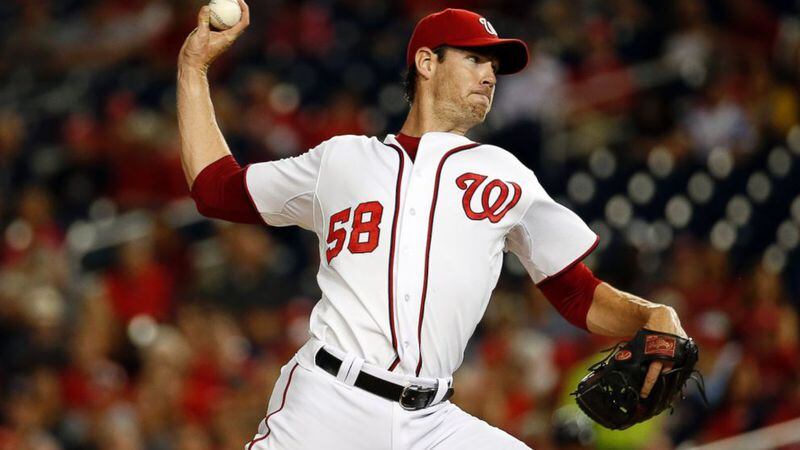 Doug Fister allowed two hits in seven scoreless innings Monday and has pitched 15 scoreless innings against the Braves this season. (AP photo)