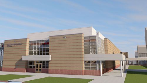 An architectural drawing shows the design and placement of the new auditorium approved for Fayette County High School. Courtesy FCBOE