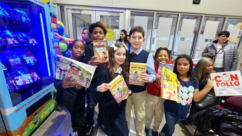 The DeKalb County School District introduced a book vending machine as an innovative way to get students interested in reading. PHOTO CREDIT: DeKalb County School District.