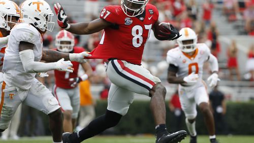Georgia tight end Tre McKitty (87) during the Bulldogs' game with Tennessee in Athens, Ga., on Saturday, Oct. 10, 2020.. (Photo by Andrew Davis Tucker)