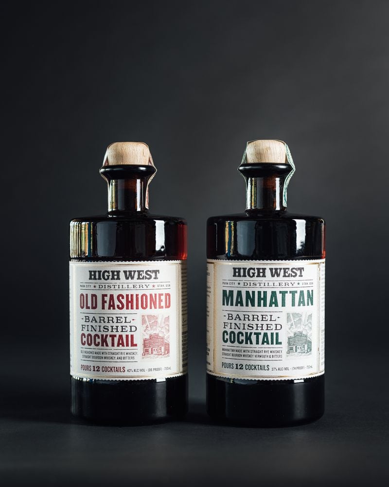 High West’s barrel-finished Manhattan and Old-Fashioned are mixed with a blend of bourbon and rye, then matured in former rye barrels. Courtesy of High West Distillery