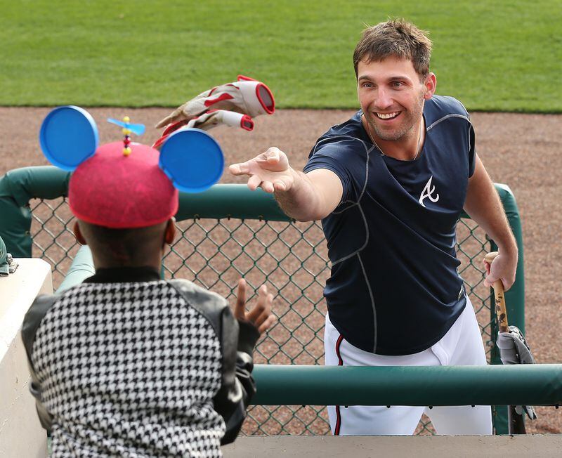 Fan favorite Jeff Francoeur is a Brave again after signing a minor league contract just before the first full-squad workout. (Curtis Compton / ccompton@ajc.com)