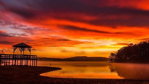 Dusk at War Hill Park, Lake Lanier. Starting April 1, fees for day-use parks and boat ramps must be paid using automated credit card machines; cash will no longer be accepted. U.S. ARMY CORPS OF ENGINEERS via Facebook