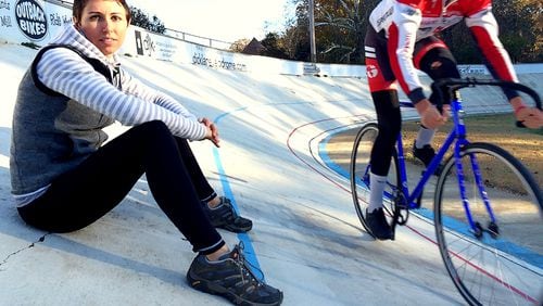 Jackie Crowell at the Dick Lane Velodrome in East Point, where the champion cyclist taught bicycle racing to younger riders. She was eyeing a spot on the U.S. Olympics women's cycling team when she was diagnosed with brain cancer.