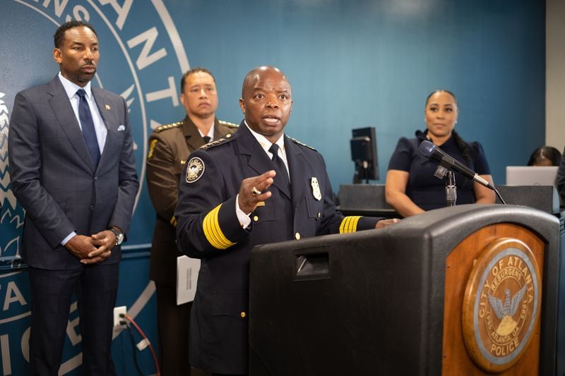 220329-Atlanta-Atlanta Police Chief Rodney Bryant answers a question during a press conference Tuesday, Mar. 29, 2022, to announce the formation of a unit targeting repeat offenders.

 Ben Gray for the Atlanta Journal-Constitution