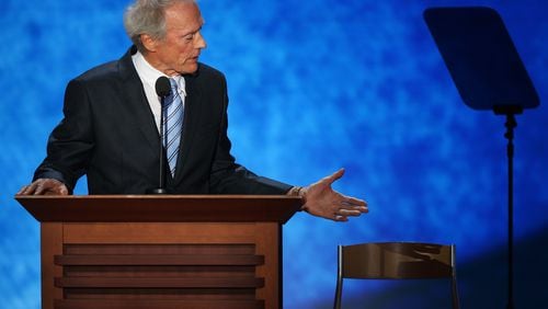 TAMPA, FL - AUGUST 30: Actor Clint Eastwood speaks during the final day of the Republican National Convention at the Tampa Bay Times Forum on August 30, 2012 in Tampa, Florida. Eastwood spoke to an empty chair, meant to be symbolic of President Barack Obama, for over 11 minutes. (Photo by Mark Wilson/Getty Images)