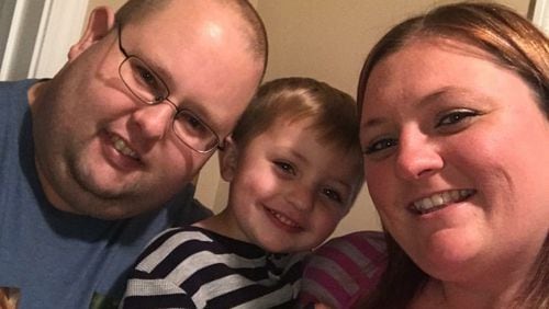 Kristen Hearne is shown with husband Matt and son Isaac. Kristen, a Polk County police detective, was killed Friday, Sept. 29, 2017, in the line of duty.