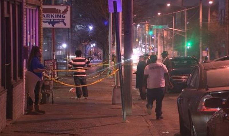 Atlanta police are investigating a deadly shooting near a restaurant on Forsyth Street. (Credit: Channel 2 Action News)