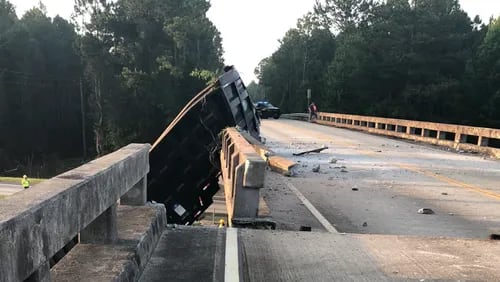The impact of the crash caused the bridge to shift about 6 feet, according to the Georgia Department of Transportation.