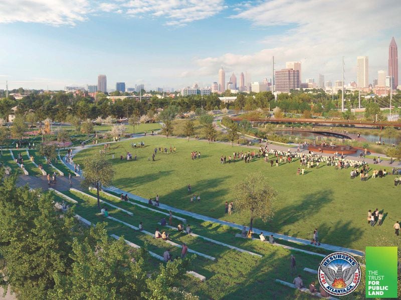 A rendering of the future Rodney Cook Sr. Park west of downtown Atlanta.