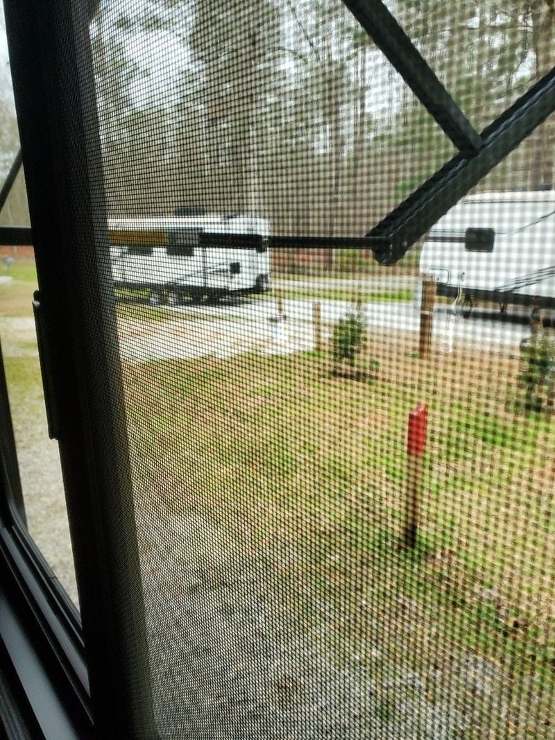 A view from Joey Camp’s furnished trailer at the quarantine site state authorities set up in a remote part of Hard Labor Creek State Park. Photo provided by Joey Camp.