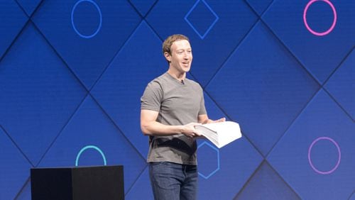 Mark Zuckerberg, founder of Facebook, speaks on April 18, 2017 during the opening of the annual Facebook Developer Conference F8 in San Jose, Calif. (Andrej Sokolow/DPA/Abaca Press/TNS)