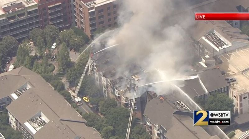 The blaze appears to have destroyed multiple apartments near the Lindbergh MARTA station.