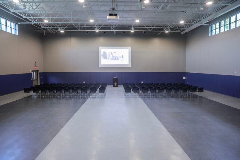 Views of the multipurpose room inside of the new wing of The Gwinnett County Police Training Center shown on Monday, July 31, 2023. The room will also be used for physical training for new recruits. (Natrice Miller/ natrice.miller@ajc.com)