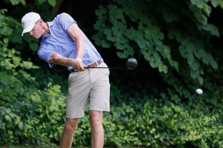 Bartley Forrester, Georgia Tech, who finished third, hits from the fifth tee during the final round of the Dogwood Invitational Golf Tournament in Atlanta on Saturday, June 11, 2022.   (Bob Andres for the Atlanta Journal Constitution)