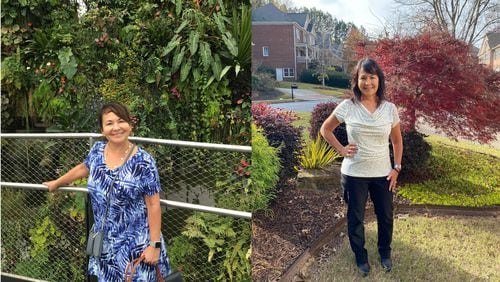 The photo of Jeannie Harris on the left was taken in December 2018. The photo on the right was taken in November, after she reached her goal. (Photos contributed by Jeannie Harris)