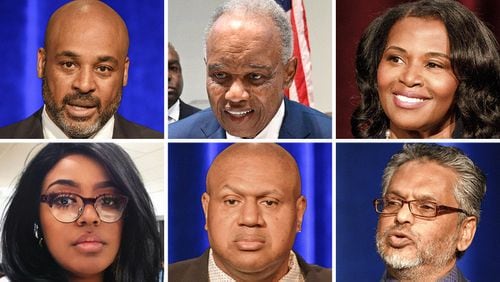 The candidates in the May 21 Democratic primary in Georgia's 13th Congressional District are (from top left) Marcus Flowers, U.S. Rep. David Scott, Karen Rene, (from bottom left) Uloma Kama, Brian Johnson and Rashid Malik.