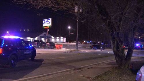 Atlanta police were called to the Blue Flame Lounge on Harwell Road after shots were fired about 1 a.m. Wednesday. (Credit: Channel 2 Action News)
