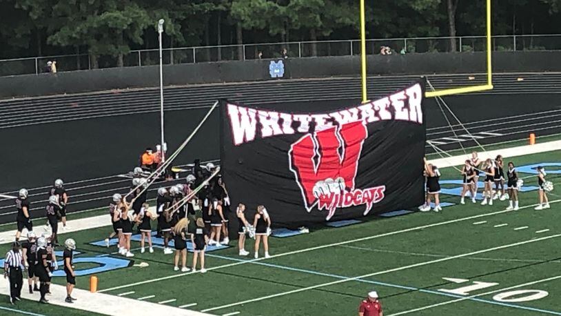 The Whitewater football team prepares to take the field as part of the Fayette-Coweta Kickoff Classic.