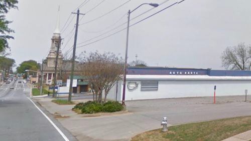 Demolition and removal of the old Lawrenceville Auto Parts building on S. Clayton St. will make way for expansion of the Lawrenceville Lawn. Courtesy Google Maps
