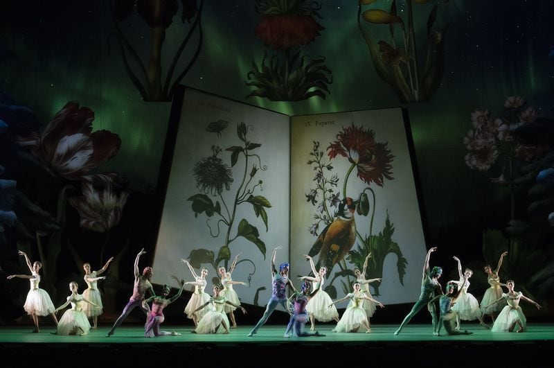 Botanical prints vivify “Waltz of the Flowers” in Atlanta Ballet’s one-year-old version of “The Nutcracker,” choreographed by Yuri Possokhov. Contributed by Gene Schiavone.