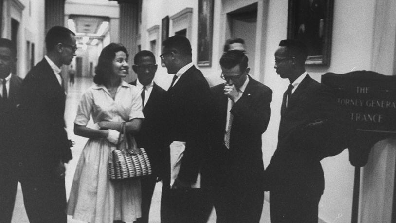 Freedom riders at Justice Dept. Diane Nash is pictured third from the left.