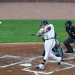 Atlanta Braves third baseman Austin Riley (27) swings against the Boston Red Sox at Truist Park on Tuesday, May 7, 2024, in Atlanta.

(Miguel Martinez/ AJC)