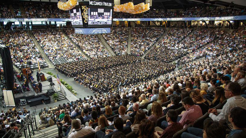 Atlanta Public Schools will hold most of its high school graduation ceremonies inside Georgia Tech's McCamish Pavilion, and the new venue means new rules for attendees. File photo STEVE SCHAEFER / SPECIAL TO THE AJC