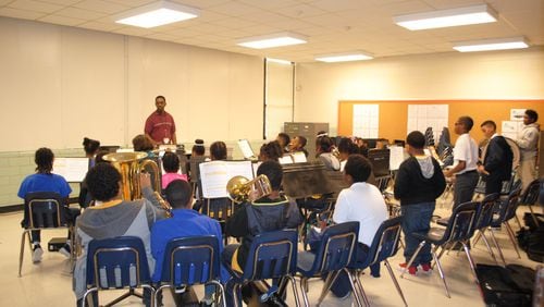 Band teacher Carlos Fowler directs a class of students at Wadsworth Magnet School for High Achievers in this file photo. The DeKalb County school is one of the top elementary schools in Georgia based on new rankings from U.S. News and World Report. (Photo courtesy of Wadsworth)