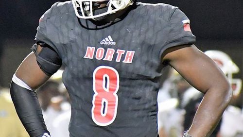 North Gwinnett linebacker Jayden McDonald, who is committed to Rutgers, has 13 tackles for losses and 11 sacks on the season.