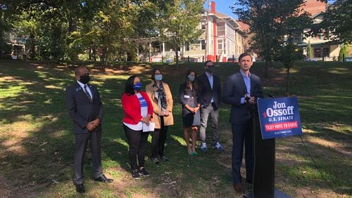 Jon Ossoff holds a press conference with state Democratic leaders.