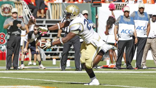 Georgia Tech B-back David Sims finished his Tech career with 2,252 rushing yards, 11th in school history. (Photo by Joel Auerbach/Getty Images)
