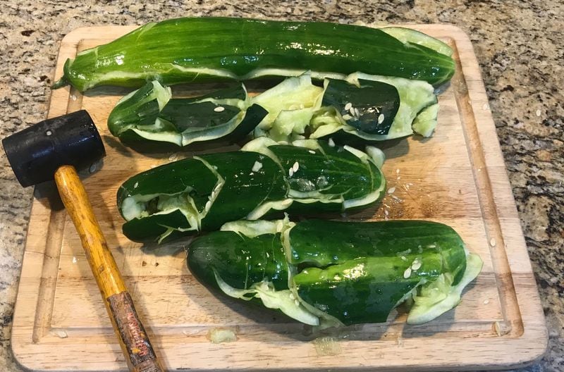 A mallet can be used in making a smashed cucumber salad. LIGAYA FIGUERAS / LIGAYA.FIGUERAS@AJC.COM