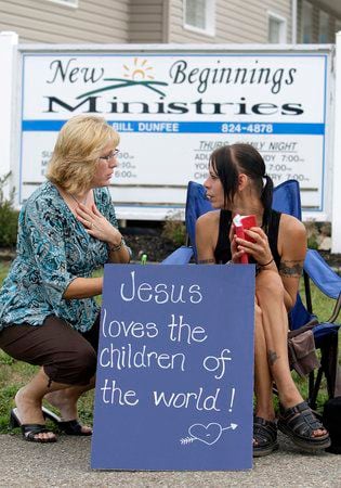 Strippers protest church