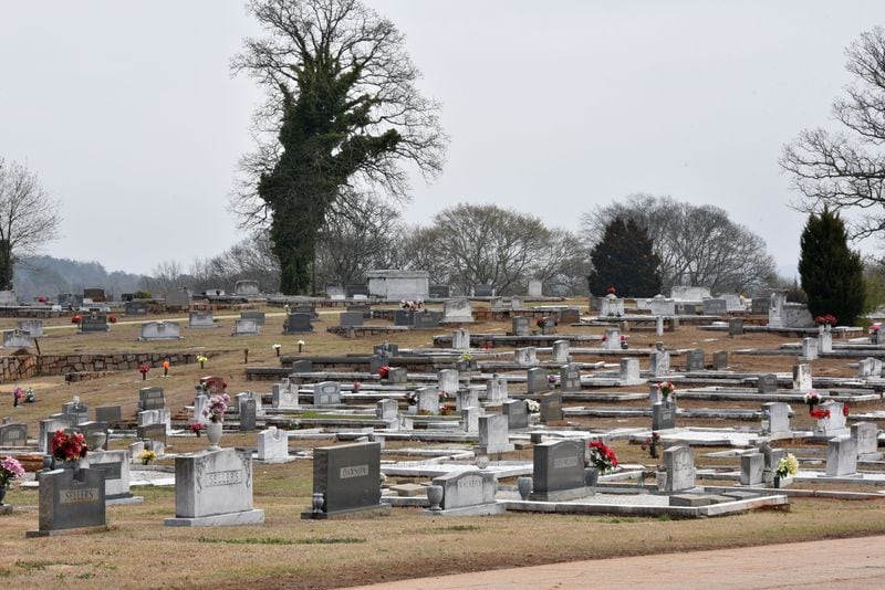 March 20, 2015 Atlanta - Picture shows South-View Cemetery, where Martin Luther King Sr. and John Wesley Dobbs' graves are, during a press preview of Civil Rights Tours Atlanta on Friday, March 20, 2015. During Civil Rights Tours Atlanta, participants go to the site of the famous Atlanta Student Movement Rush Memorial Church, to the graves at South-View Cemetery of Daddy King & John Wesley Dobbs. On stops participants can view up close the house Dr. King lived at the time of his assassination and Coretta raised her four children. HYOSUB SHIN / HSHIN@AJC.COM