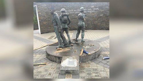 Two bronze service member statues, a bronze globe weighing 800 pounds and bronze plaques with military emblems were stolen from the Walk of Heroes Veterans War Memorial in Conyers.