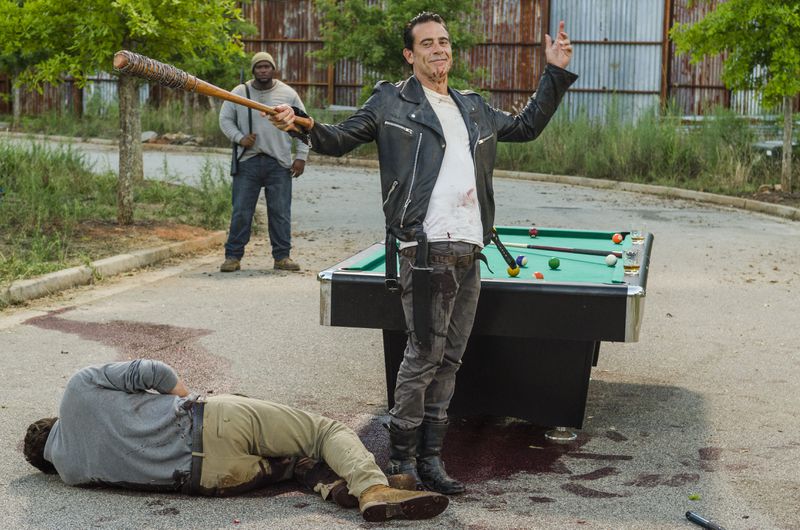 Jeffrey Dean Morgan as Negan, Austin Nichols as Spencer Monroe - The Walking Dead _ Season 7, Episode 8 - Photo Credit: Gene Page/AMC