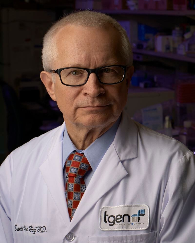 Researcher and physician Daniel Von Hoff, said that Maria Fundora's fundraising efforts have helped Translational Genomics Research Institute in Phoenix, Arizona, to develop treatment regimens that improve survival among patients diagnosed with pancreatic cancer. COURTESY OF T-GEN