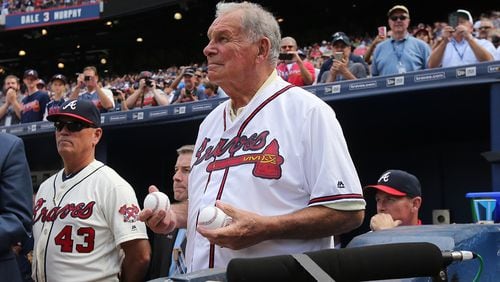 Fans snap photos of Hall of Fame manager Bobby Cox during the Braves’ final game at Turner Field on Sunday, Oct. 2, 2016.   Curtis Compton /ccompton@ajc.com