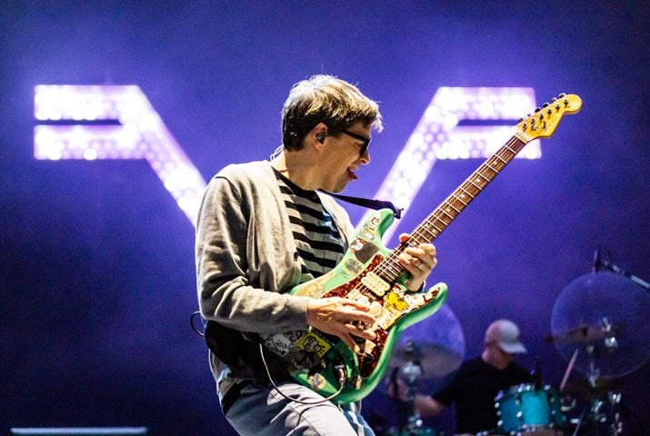 Atlanta, Ga: Weezer closed out night 2 at the Peachtree stage with their brand of quirky, alt-rock. Photo taken Saturday May 4, 2024 at Central Park, Old 4th Ward. (RYAN FLEISHER FOR THE ATLANTA JOURNAL-CONSTITUTION)