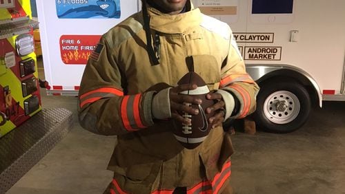 Former Georgia running back Kregg Lumpkin now is a firefighter in Clayton County. STEVE BURNS / STEVE.BURNS@AJC.COM