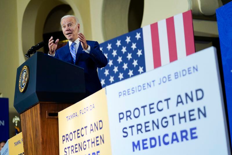 President Joe Biden spoke at an event in Florida last year about plans to protect Social Security and Medicare as well as lower health care costs.