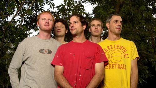 Members of the Athens-based band the Glands – from left, Andy Baker, Neil Golden, Doug Stanley, Joe Rowe and Ross Shapiro – on Thursday, October 26, 2000 in Athens. (Brant Sanderlin photo/Staff)