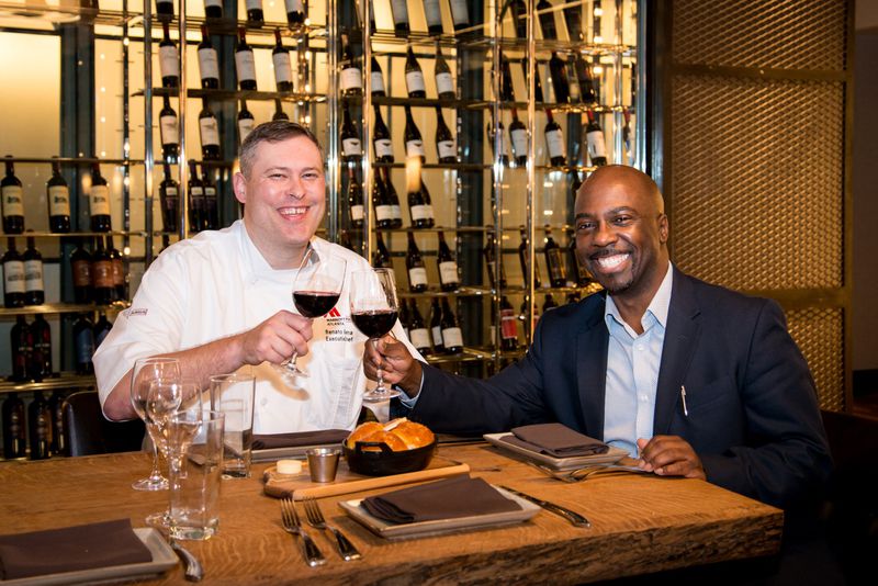 Sear executive chef Renato Gerena (left) and director of restaurants for Atlanta Marriott Marquis Reggie Jack (right). Photo credit- Mia Yakel.