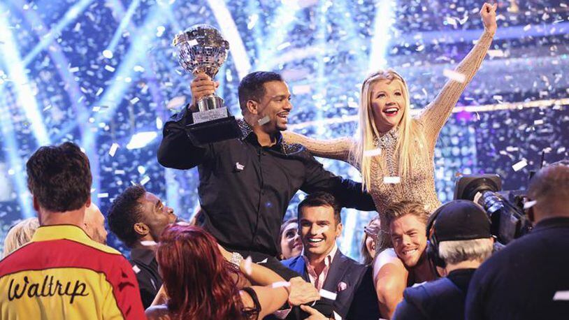 Alfonso Rubiero with Witney Carson took home the mirror ball trophy. ABC