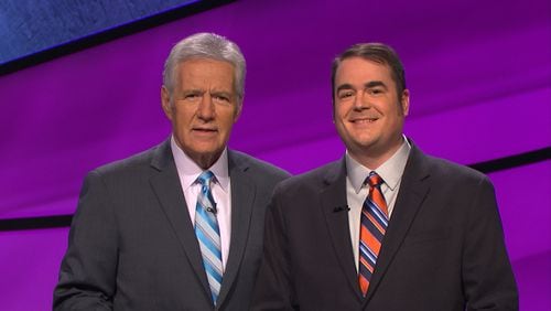 Hugh Dinteman and Alex Trebek, host of 'Jeopardy!'