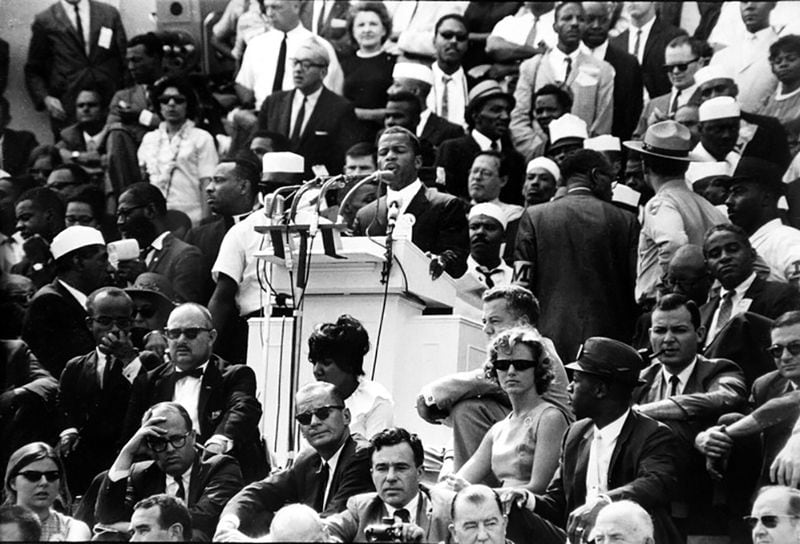 John Lewis was the youngest speaker at the March on Washington in 1963. He intended to deliver a fiery speech at the event but appeals from organizers Asa Randolph and Bayard Rustin, as well as Martin Luther King Jr., convinced him at the last minute to soften his language. (courtesy Rep. John Lewis)