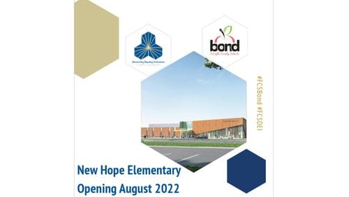 New Hope Elementary School, Forsyth County's 23rd elementary school, is to open in August, 2022, near Castleberry and Bethelview roads southwest of Cumming.